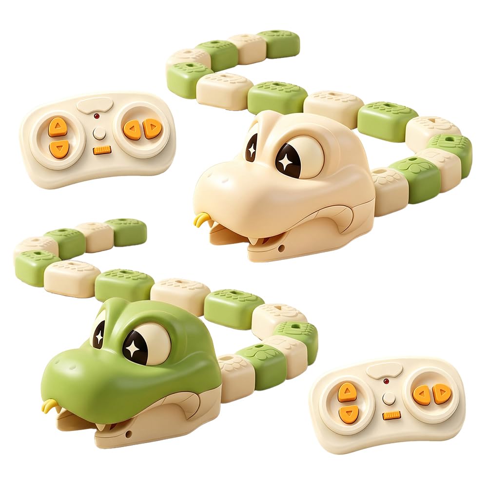 RC Snake Game Magnetic Block Catching Crocodile Toy Auto Tail LED