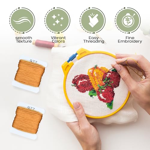 Image of Embroidery Floss Kit and Refills - Cotton Threads - DMC Color Coding for Cross Stitch, String Crafts, Friendship Bracelets
