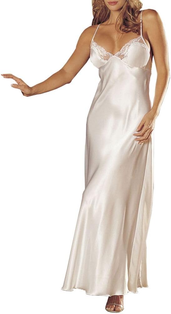 Shirley of Hollywood Women's Charmeuse and Lace Long Gown