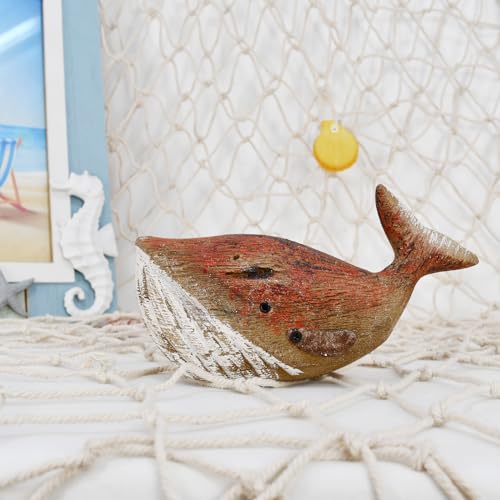Estatua de ballena de madera decorativa para mesa miniatura 2
