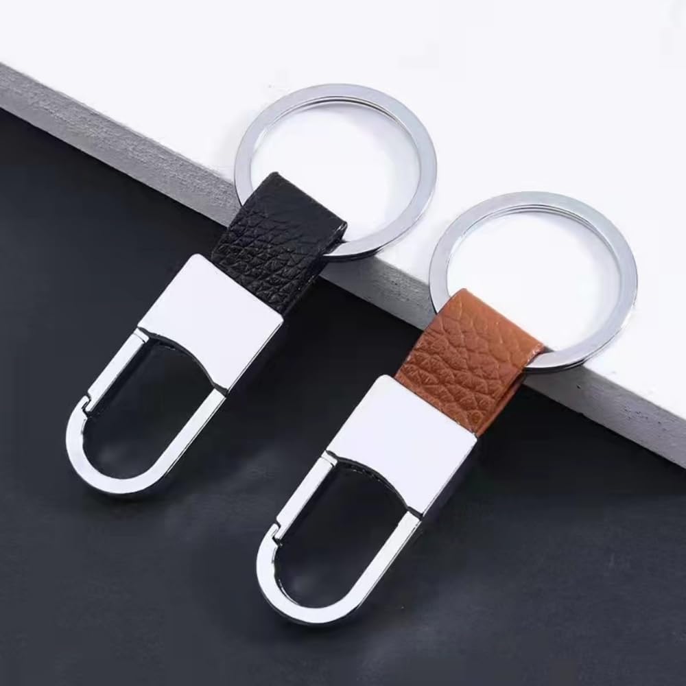 Leather 2 Pcs Key Chain for Car and Bike - Fashion Keychain for Men and Women - Bag Hanging Key Ring With Box, Brown