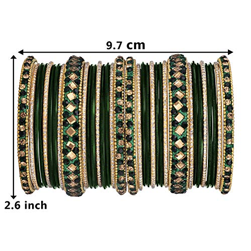 Aheli Ethnic Colorful Metal Bangles Chudha Set Stone Studded Bangle Set Indian Wedding Wear Fashion Jewelry For Women & Girls #TOP4