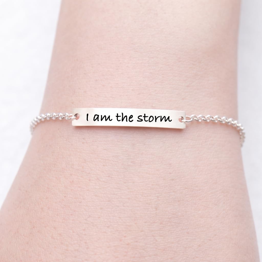 I Am The Storm Bracelet for Women, 925 Sterling Silver Empowerment Jewelry, Meaningful Gift for Her