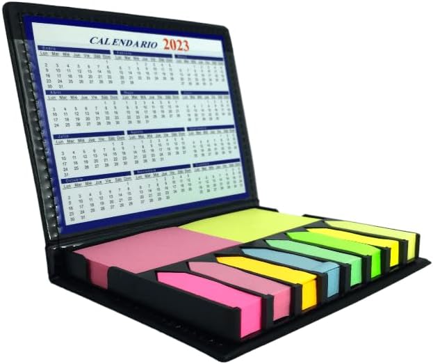 Pencil Case with Notes and Sticky Flags - Includes Calendar (Black)
