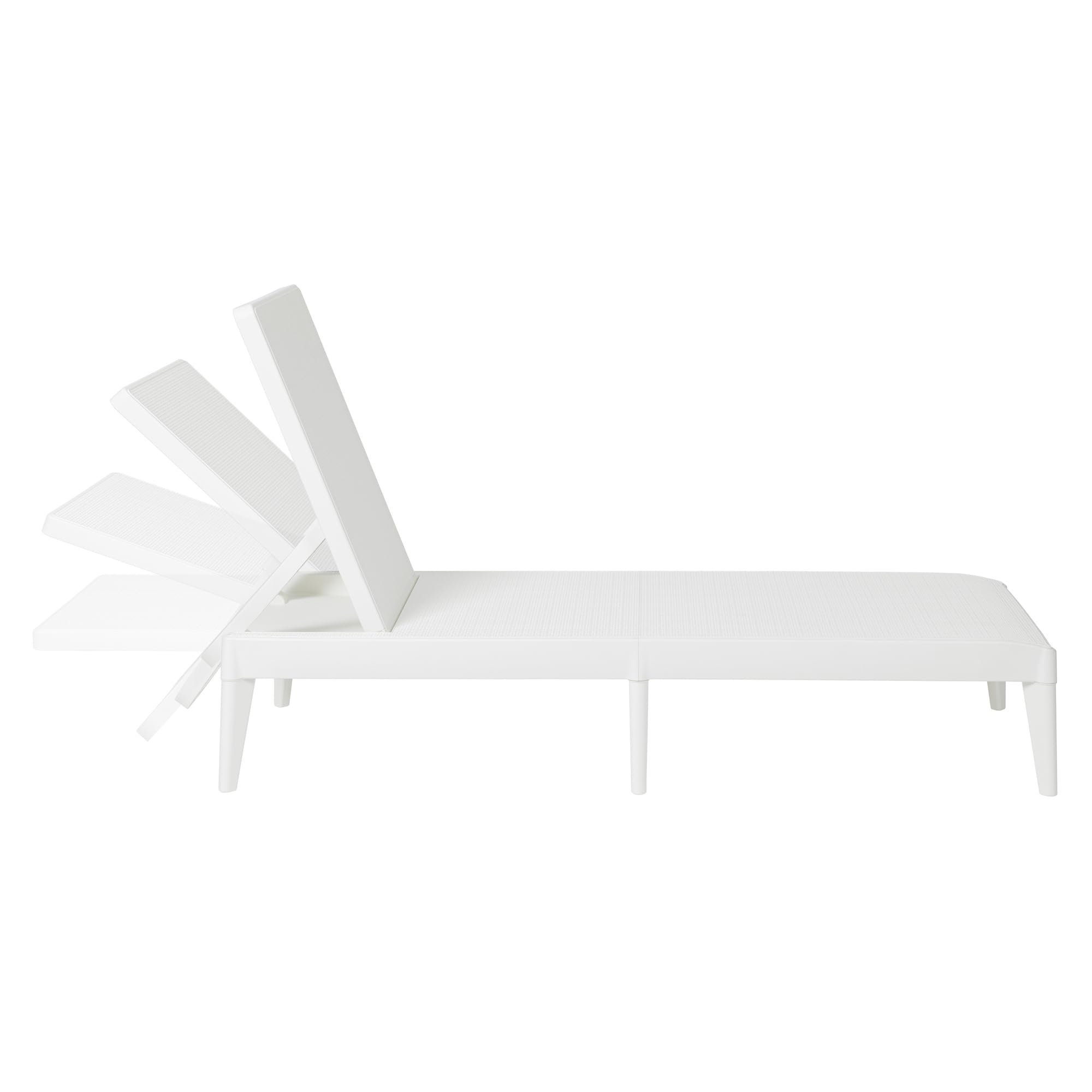 Toomax Sirolo tumbona de tomar el sol color blanco efecto ratán, tumbona de jardín en plástico resistente anti-UV 60x186x29h cm, con respaldo ajustable, para exteriores, terraza y piscina