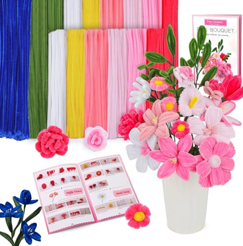 650 Pcs Pipe Cleaner Flowers Craft Kit with Tutorial for Home Decorations image 5
