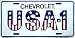USA-1 Chevrolet embossed metal auto tag 6 x 12