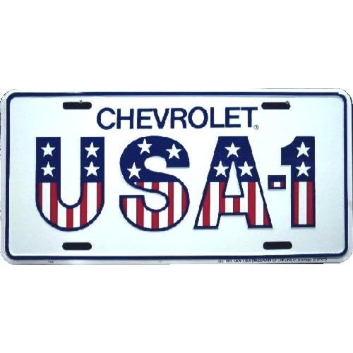 Hangtime 104 Chevrolet USA-1 Embossed Metal auto tag 6 x 12