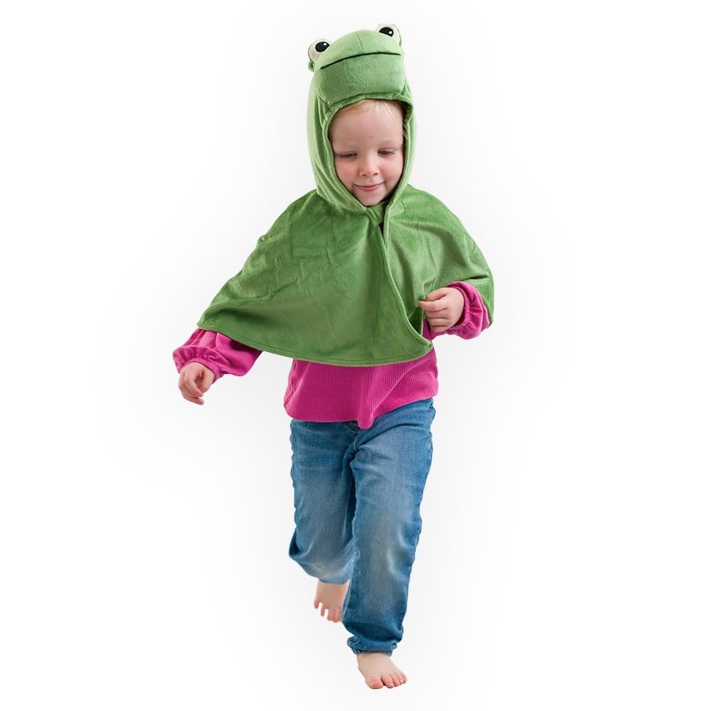PRETEND TO BEE Woodland Creatures Frog Dress Up Cape for Kids, One Size, 18 Months - 5 Years, Green