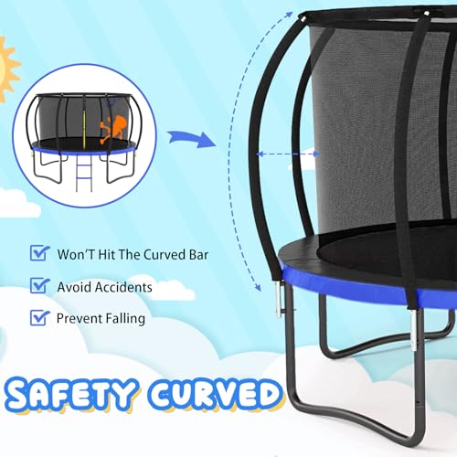 Liyarya Trampoline 12FT 14FT 15FT 16FT Trampoline for Kids/Adults - Outdoor Recreational Trampolines with Enclosure Net Curved Poles and Ladder, Heavy Duty Trampoline Anti-Rust Coating, ASTM Approval - Thumbnail 2