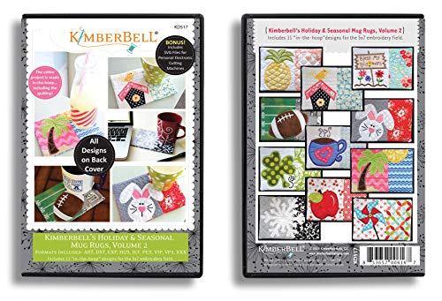 Kimberbell Mug Rugs Volume 2 Machine Embroidery Cd - Kd517, Includes: Directions, 10 Designs, All Designs Made Entirely In 5" X7” Hoop, Plus - 2 Designs Available In 8”X12” Hoop, Made In Usa #TOP1