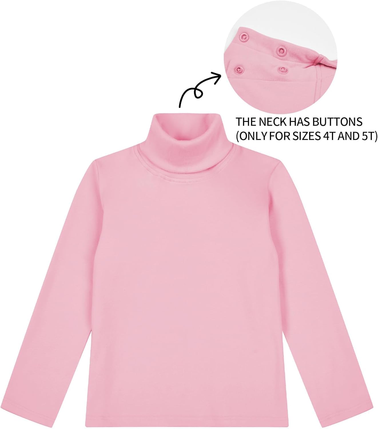 QBK Girls' Long Sleeve Fleece Turtleneck T-Shirt Kids Basic High Neck Casual Trendy Soft Base Layer Tee Tops(4t-12Years) - Image 4