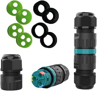 Screwless Waterproof IP68 Junction Box - Quick Fixing Cable Connector for Outdoor External use, 0.5mm2(22AWG) to 2.5mm2(14AWG) Wire Range Power Cord Electric Wire, for 2 pin or 3 pins (Pack of 2)