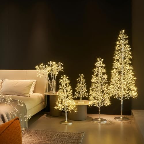 LITBLOOM Lighted Silver Starburst Tree 368 Heavy Duty LED Lights, Twig Tree with Lights 4FT for Home Fireplace Living Room Christmas Decoration Indoor Outdoor by LITBLOOM - Image 4