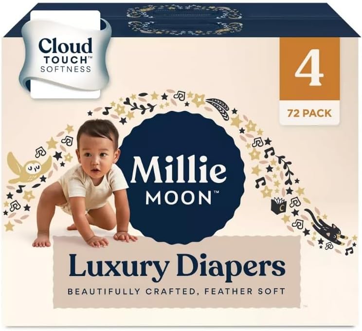 Millie Moon - Pañales de lujo (talla 4 y 72), color blanco (paquete de 1)