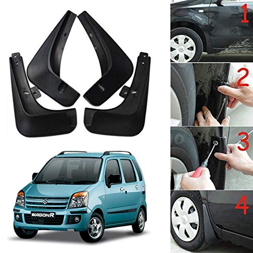 Image of Oshotto (O.E.M Fitting Cup Type) Mud Flap /Splash Guard Compatible with Maruti Suzuki WagonR 2007, 2008,2009,2010 (T-II) (Set of 4)
