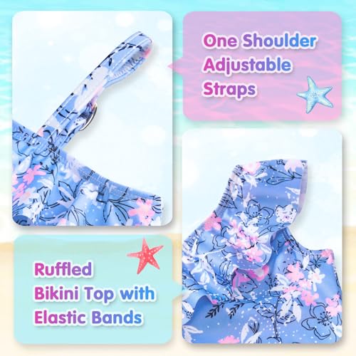 Image of Girls Tankini Swimsuit Two Piece Bathing Suit Colorful Toddler Kids Ruffle Swimwear Adjustable Strap Summer Beach