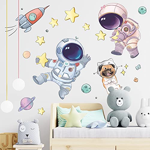 Astronaut Wall Decals, Removable Pvc Universe Space Wall Stickers For Bedroom Living Room Kid's Room Kindergarten, Art Window Door Cabinet Corridor Nasa Wall Decor Murals (Astronaut 9) #TOP1