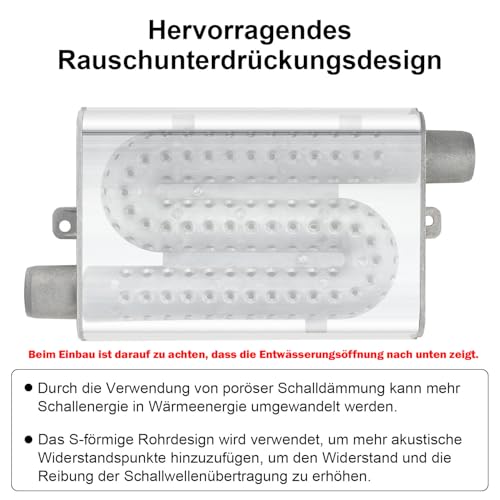 24mm Schalldämpfer, Standheizung Zubehör, Schalldämpfer für Notstromaggregat, Standheizung, Dieselheizung, für Eberspacher/Webasto(Silber)