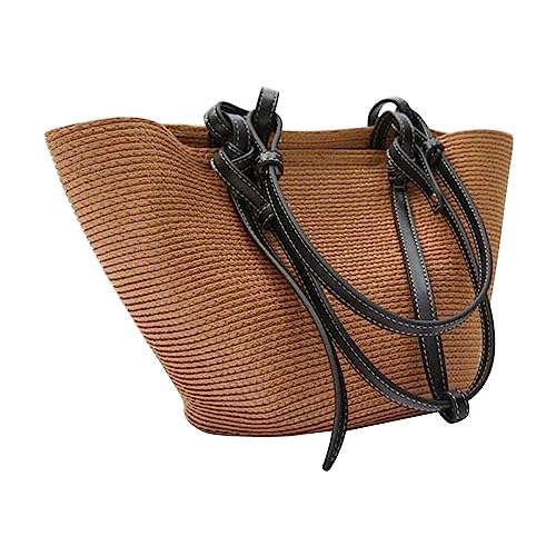 Bolsa de paja para cochecito de bebé, bolsa de hombro, bolso de hombro, gran capacidad, primavera, viajes, compras, playa, picnic, regalo para madre, bolsas de papel, caqui, A