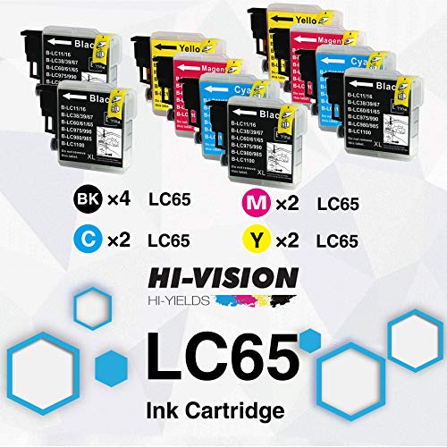 Hi-Vision Hi-Yields ® Compatible Lc-65 Lc65 Ink Cartridge Replacement (4 Black, 2 Cyan, 2 Yellow, 2 Magenta, 10-Pack) #TOP1