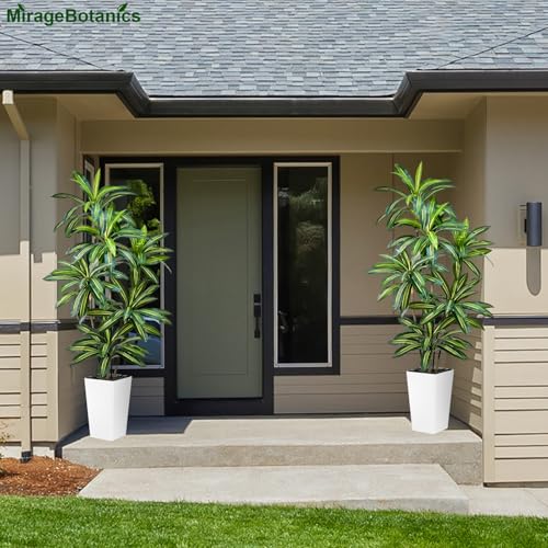 Artificial Dracaena Tree 6FT Tall Fake Plant with White Planter - Realistic Faux Dragon Tree with Tall Planter - Indoor Floor Plant for Home, Office,Mall, Living Room, Bedroom Decor - Image 6