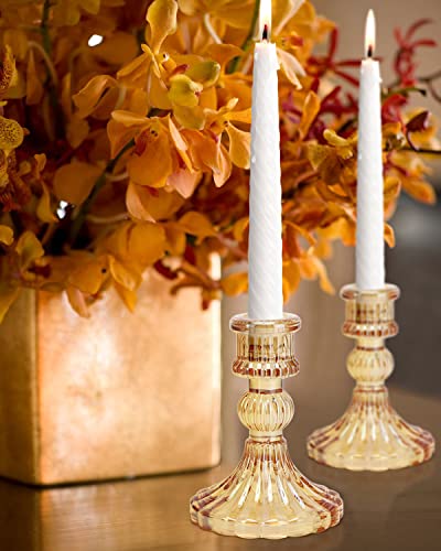 Simeitol Taper Candle Holder Set Of 6, Glass Taper Candle Holder, Candle Stand, Gold Candle Holder For Wedding, Spring Decor, Birthday Party, Candlelight Dinners,Valentine's Day (Gold) #TOP7