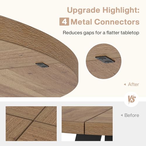 Image of Tribesigns 47 inch Round Dining Table Wood Kitchen Table for Dining Room, 47 inch Dinner Room Tables for 4-6, Farmhouse Accent Furniture with Wooden Tabletop and Cross Base, Brown+Black
