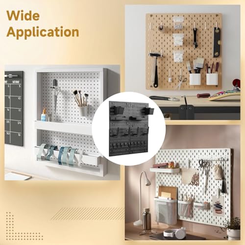 Panneau perforé avec 4 plateaux, solution rangement peu encombrante pour mur - 7