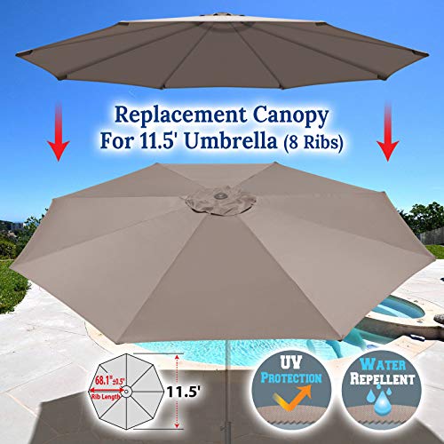Benefitusa Umbrella Cover Canopy 11.5Ft 8 Rib Patio Replacement Top Outdoor-Taupe #TOP2
