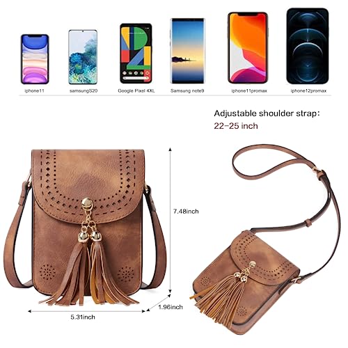 CLUCI Small Crossbody Bags for Women PU Leather Cell Phone Purse Wallet with Adjustable Guitar Strap3