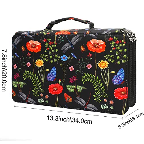 Image of Vomgomfom 300 Slots Marker Case 4-Layer PU Leather, Handle, Black