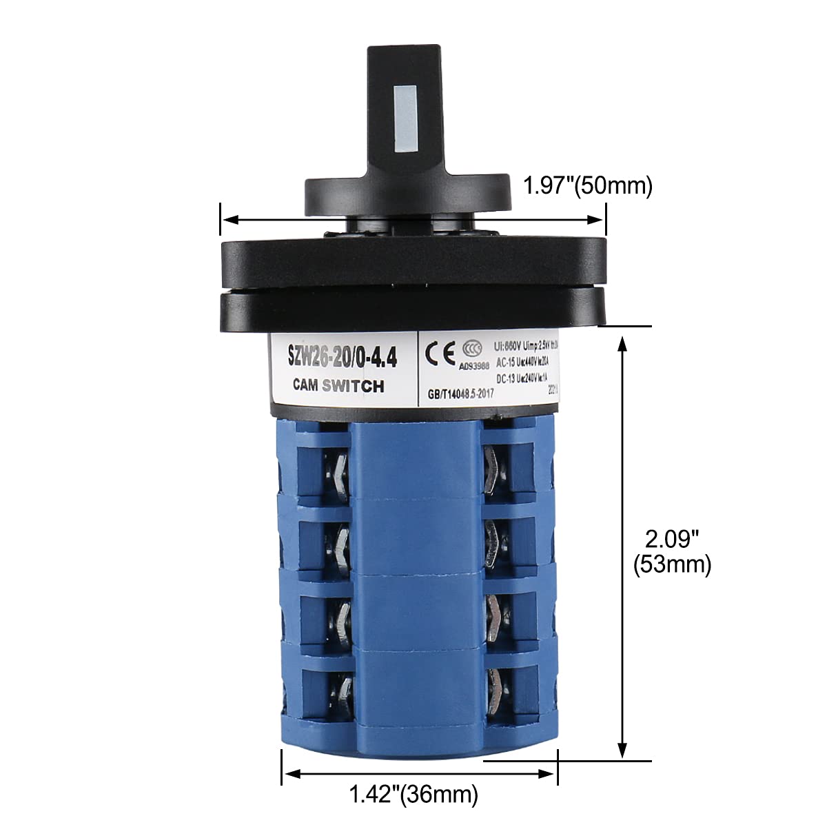 Interruttore Rotativo Universale ON-OFF-ON - 3 Posizioni, 5 Fasi, 20 Terminali, Per Uso Industriale - Foto 8