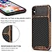 TENDLIN Compatible with iPhone Xs Max Case Wood Grain with Carbon Fiber Texture Design Leather Hybrid Slim Case Compatible with iPhone Xs Max Black