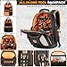 Tool Bag Backpack, 75 Pockets & Loops Heavy Duty Tools Organizer Bags/HVAC Tool Carrier for Eelectrician/Construction Work with Molded Base and Combination Lock, Large, Black and Orange