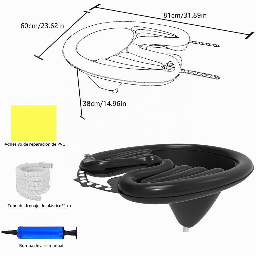 3 Pcs Tazón De Champú Inflable,Lavabo Inflable Portátil Para Champú Lavacabezas Hinchable Lavabos Plegables De Pvc Con Tubo De Drenaje Y Bomba Para Personas Mayores, Discapacitados, Niños