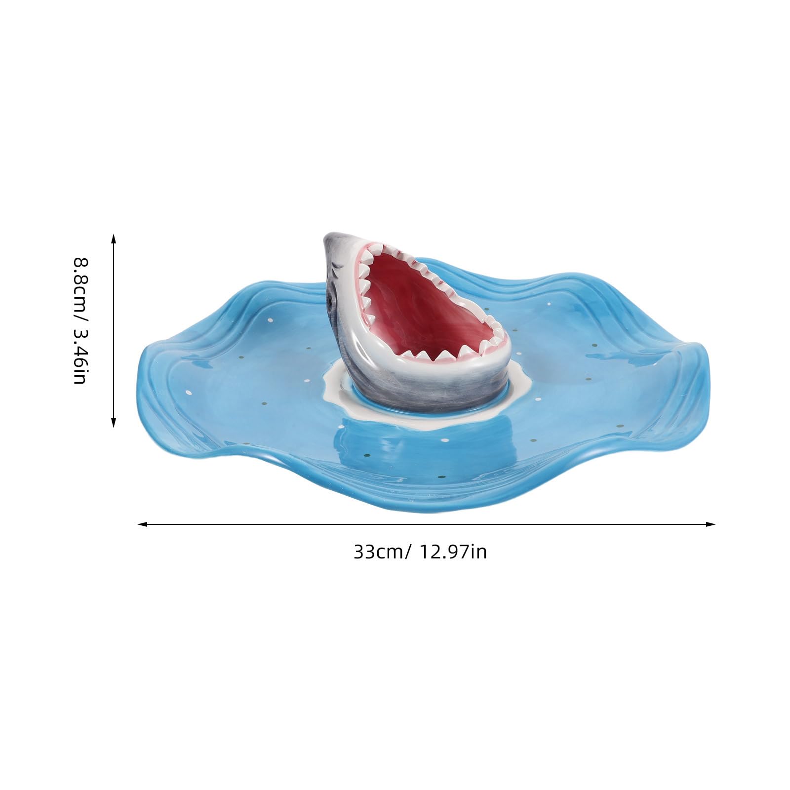 ibasenice Plateau à sushis Requin : Plateau en céramique en Forme de Requin avec Compartiment à Sauce, apéritif sur Le thème de l’océan pour Fruits de mer, raviolis, Amuse-Gueules et Service