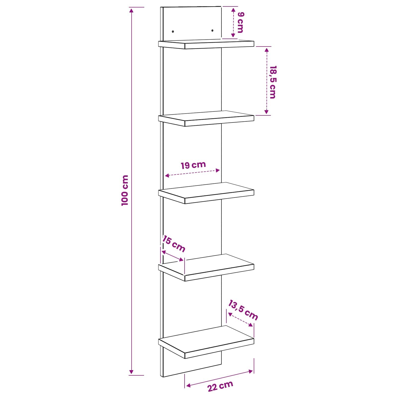 White Engineered Wood Narrow Floating Shelf 22x15x100cm | Features a space-saving vertical design ideal for displaying books and decor in living rooms, hallways, or kitchens.