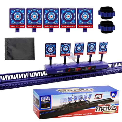 Zielscheibe Beweglich für Nerf Digitale Elektronische Zielscheibe Set mit 5 Zielen 4 Modi LCD-Score-Anzeige Auto Reset Licht & Sound (Blau)
