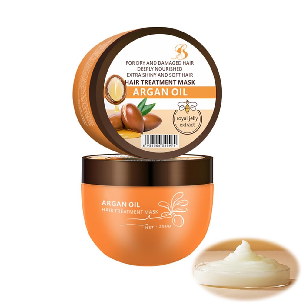 Azonee Argan Oil Hair Mask, Deep Nourishing Moroccan Hair Treatment for Dry & Damaged Hair, Anti-Hair Loss & Frizz, Strengthens Roots, Paraben-Free, for All Hair Types, 8.8oz