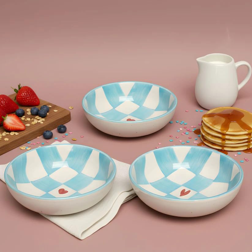 Image of Ceramic Snack Bowl Set for Serving, Dessert & Fruits | Multipurpose Kitchen Bowls Set | Premium Aesthetic Small Serving Bowls | Green & White | Pack of 2 | 700ml