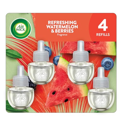 Air Wick Plug-In Scented Oil Refills 4 Count Fresh Watermelon & Berries Air Freshener Essential Oils