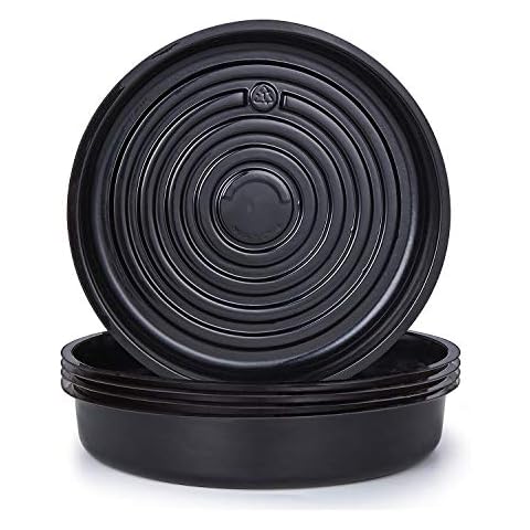 Idyllize 5 Pieces of 10 Inch Black Plastic Plant Saucer Drip Tray for Pots (10") Cover