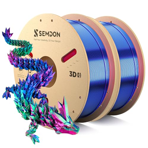 Image of 2026 New PLA Filament, SEMDON Multicolor Coextrusion 3D Printer Filament, Dimensional Accuracy + /- 0.02mm (2 * 1kg Red Blue Green)