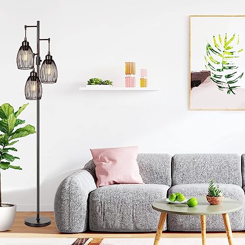 Torondo Dimmable Floor Lamp, Industrial Floor Lamps for Living Room, Black Tree Lamp Rustic Tall Lamps Standing Lamp for Bedrooms Living - Image 6
