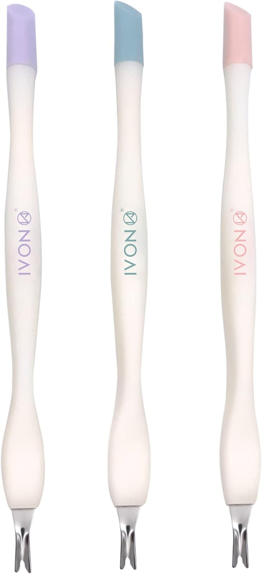 IVON Cuticle Trimmer with Pusher, 3pcs Rubber Tip Cuticle Tool for Nail Art