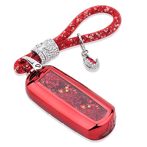 スマートキーケースマツダ ,Mazdaキーケースに適用 キーケースには光沢のある流砂と小さな星があり,メッシュダイヤモンドスタイルのブレスレット,マツダ 2 3 5 6 8 CX3 CX5 CX7 CX9 MX5 Speed3 Miata 3 4 5ボタンスマートキーな車種に適用する,ファッションでラグジュアリーTPU製の軽いシリカゲルキーホルダー 防塵 耐衝撃 スクラッチ防止 カーリモコンキーホルダー カーリモコン飾り保護付属品