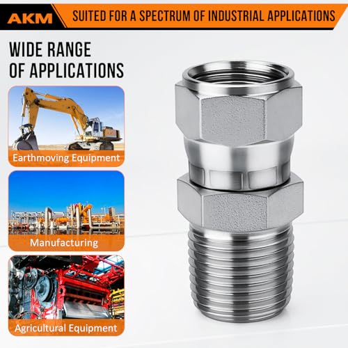 Image of Straight Hydraulic Hose Adapter Fittings, 6505-06-06 3 /8 inch Male (3 /8-18 NPTF) x 3 /8 inch Female JIC 37 Swivel (9 /16-18 UNF) Connectors x 5 pack