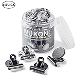 Wukong Strong Refrigerator Magnet Hook Clips with Neodymium Magnet, Magnetic Memo Note Clip Metal Clip Fridge Magnets Kitchen Magnets Calendar Magnets for Kitchen Office School Home Use, 12 Piece