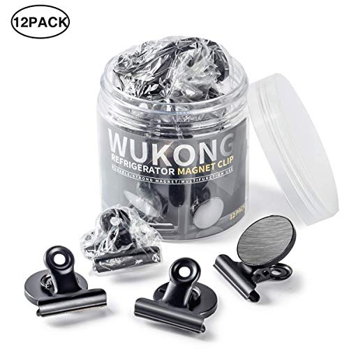 Wukong Strong Refrigerator Magnet Hook Clips with Neodymium Magnet, Magnetic Memo Note Clip Metal Clip Fridge Magnets Kitchen Magnets Calendar Magnets for Kitchen Office School Home Use, 12 Piece